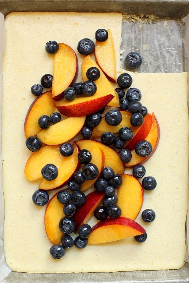 Peach and Blueberry Ricotta Slice