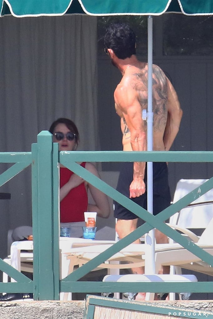 Emma Stone and Justin Theroux Beach Pictures May 2018