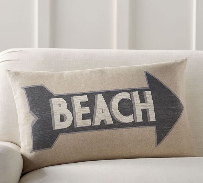 Beach Sign Lumbar Pillow Cover