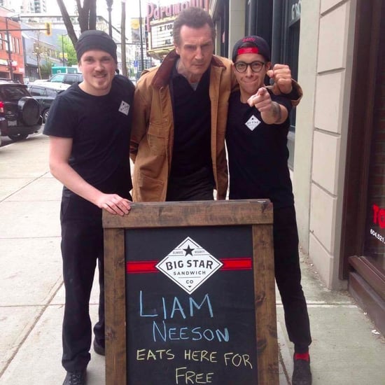 Liam Neeson Gets Free Food at Restaurant 2017