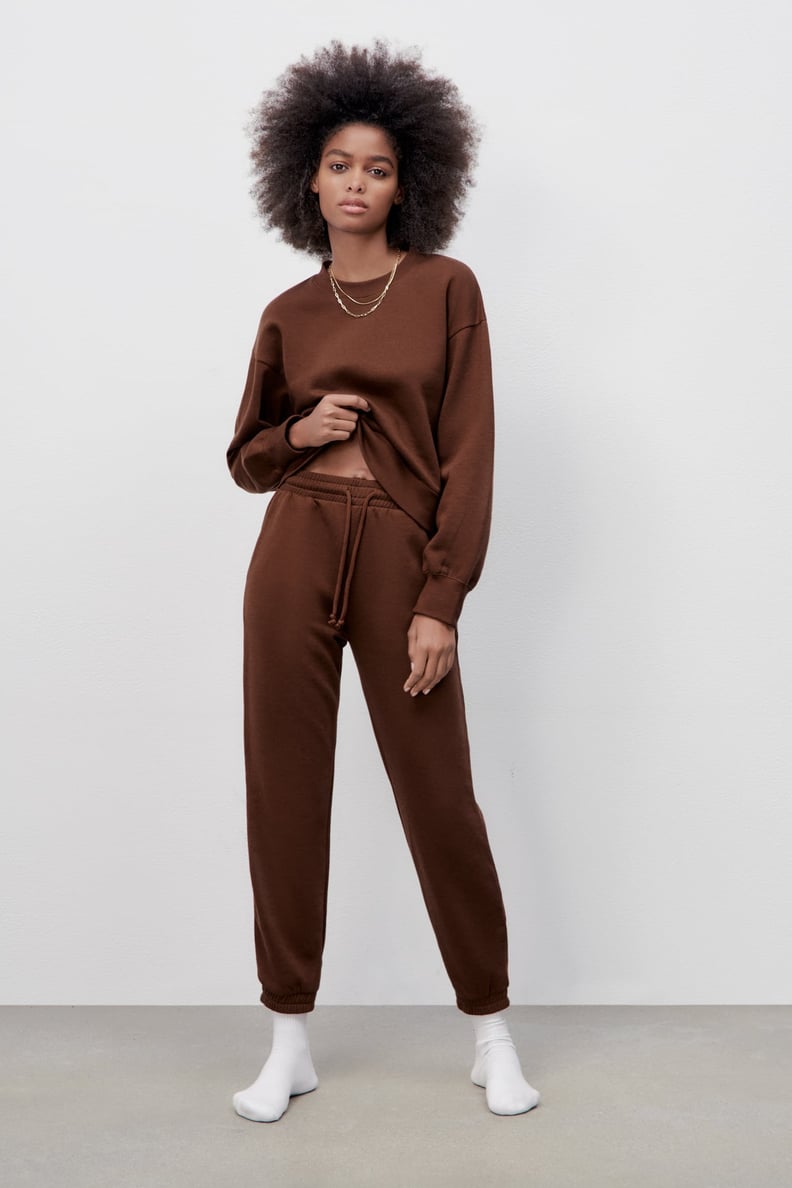 An Affordable Sweatsuit: Zara Plush Jogging Pants and Basic Sweatshirt