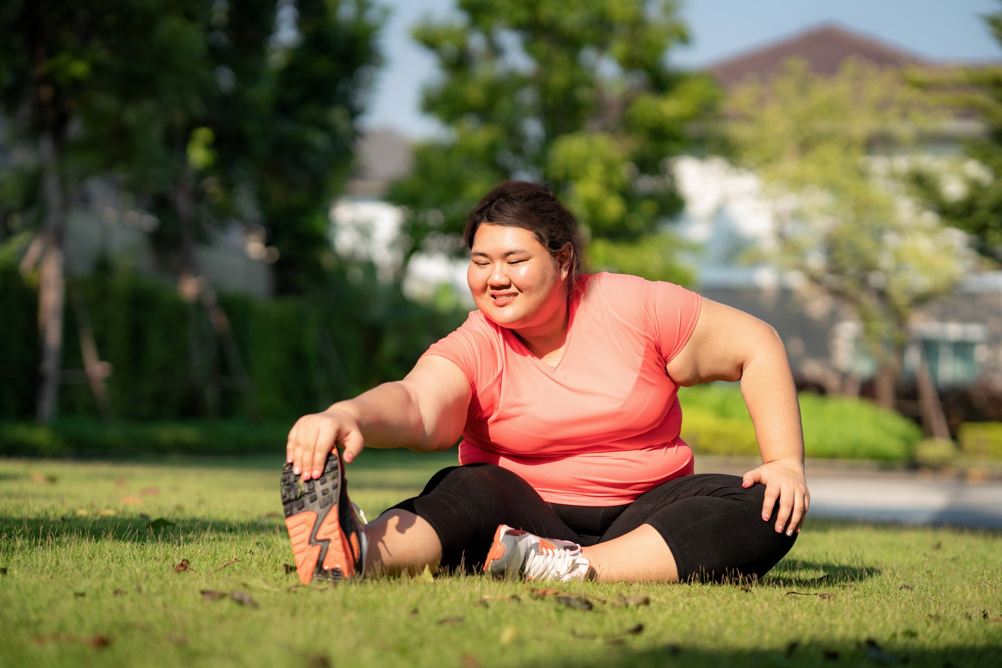 Woman working out in a park