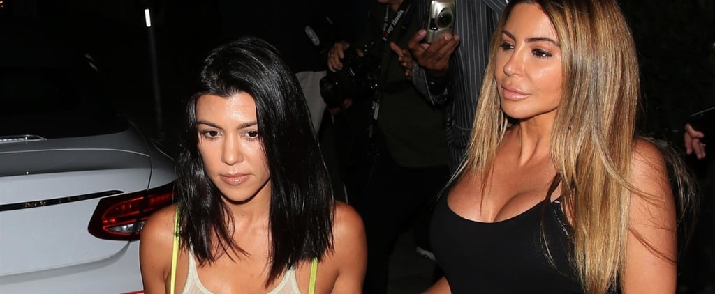 Kourtney Kardashian in Yellow Bra and Leather Pants 2018