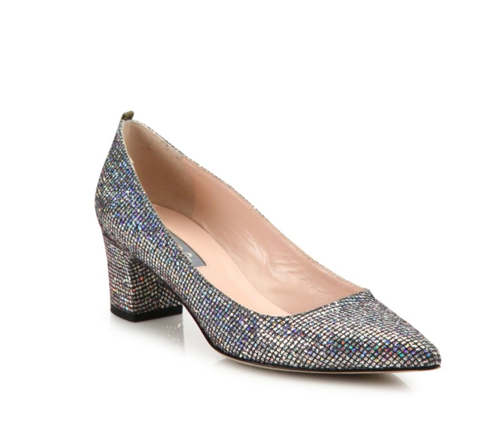 Sarah Jessica Parker Katrina Sequined Point Toe Block Heel Pumps