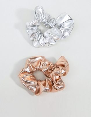 ASOS Pack of 2 Metallic Hair Scrunchies