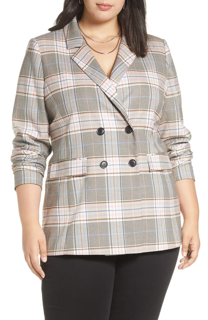 Halogen Plaid Double Breasted Blazer