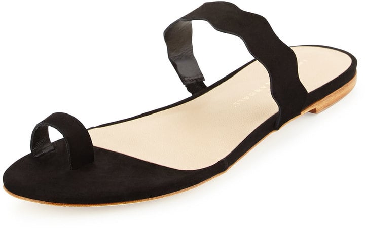 Loeffler Randall Petal Wavy-Strap Flat Slide Sandal, Black ($225)