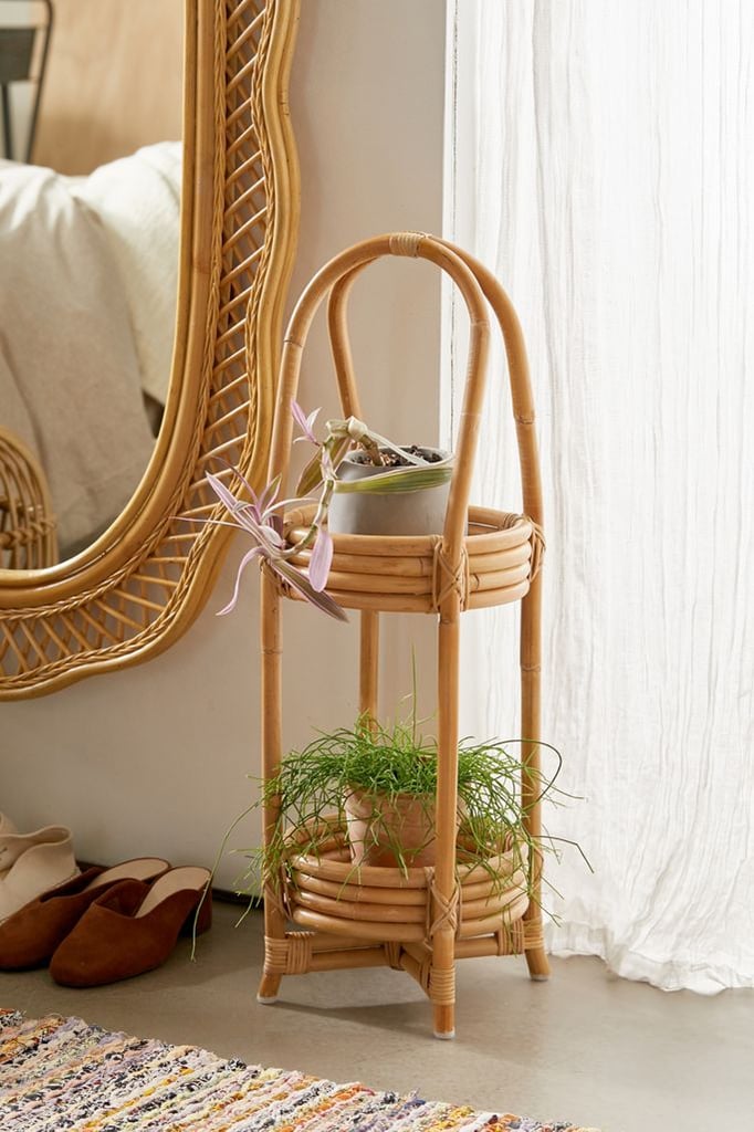Urban Outfitters Rattan 2-Tier Plant Stand