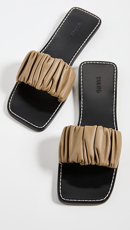 Flat Sandals: Staud Nina Ruched Sandal
