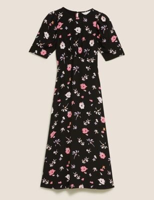 M&S X Ghost Floral Puff Sleeve Midi Tea Dress
