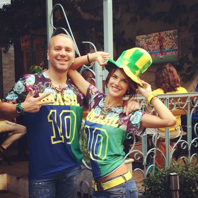 Alessandra Ambrosio and a friend were dressed to the nines to watch the game from São Paulo.