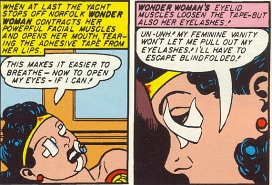 Whatever you do, don't rip your eyelashes out. Dying's OK, though.
Source: DC Comics