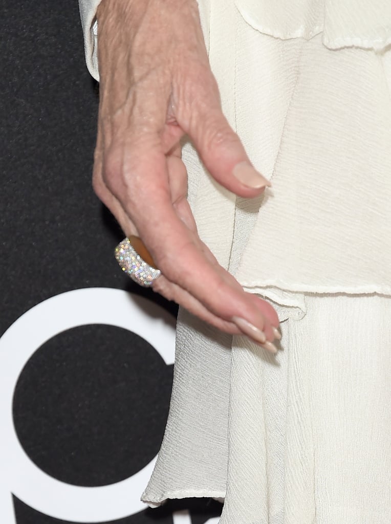 Her chunky Vhernier diamond ring matched her earrings.