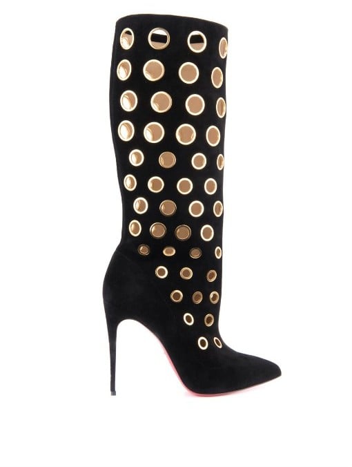 Christian Louboutin Grommet Eyelet Embellished Suede Boots ($3,545)