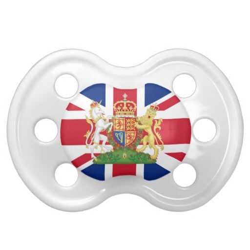 So we doubt that the royal baby would actually suck on this Coat of Arms Union Jack Baby Pacifier ($14) — called a dummy in the UK — but it still is cute!