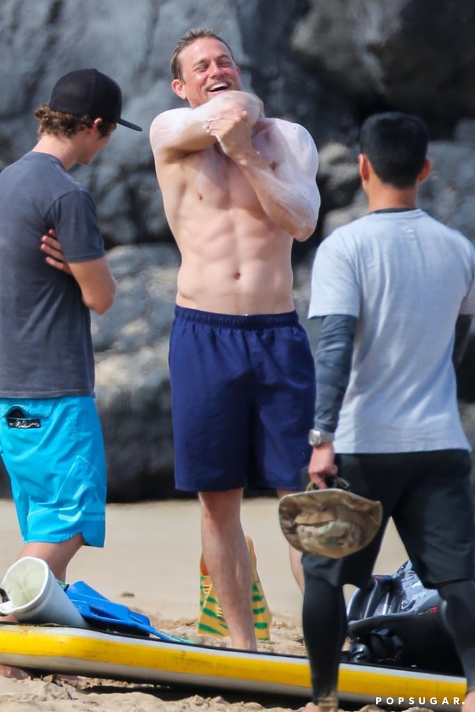 Charlie Hunnam Shirtless on the Beach in Hawaii March 2018