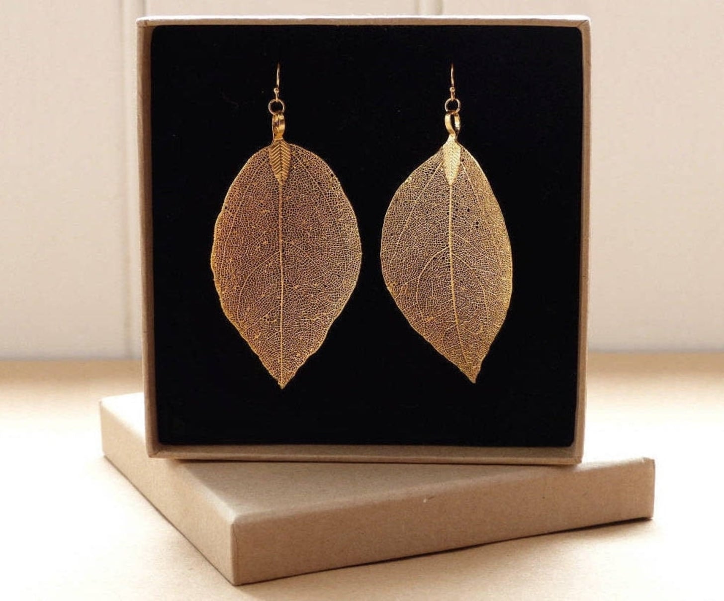 estherdobsonart 18K Gold Dipped Real Leaf Earrings