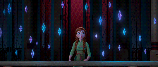 Anna looks truly alarmed by their appearance, so it's safe to assume that this has never happened before. Because the diamond runes come from Elsa, they're most likely ice in nature, but they shine in various colors, adding to their mystique. What are they and why did Elsa generate them? 
It's worth noting that these diamonds appear in the teaser poster for Frozen 2 as well. They connect to make a large snowflake, and just like in the trailer, they each have different designs. Are they sentient? Since it looks like Elsa didn't purposely create them, are they a sign of her losing control of her powers again or a manifestation of her growing stronger? We have a feeling it's a little of both. 
And although the scene comes around after Elsa and Anna's conversation with Pabbie in the trailer, we can bet that the runes pop up in Arendelle before the sisters wind up in the forest and are part of the reason they're there in the first place.