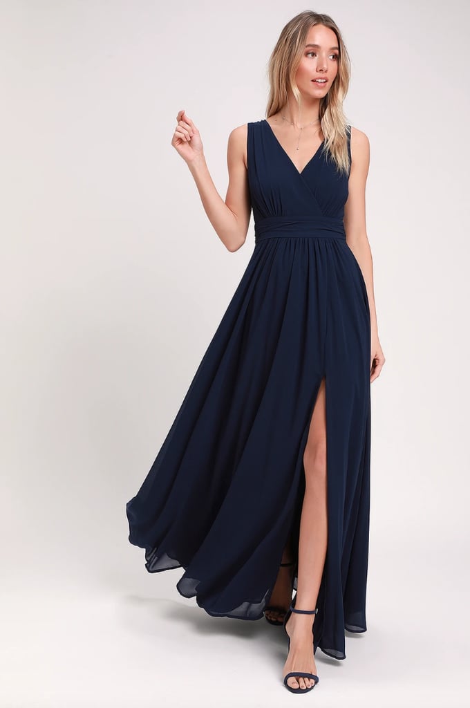 Lulus Thoughts of Hue Navy Blue Surplice Maxi Dress | Camila Mendes's ...
