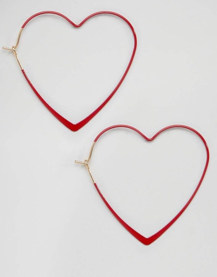 ASOS Enamel Heart Hoop Earrings