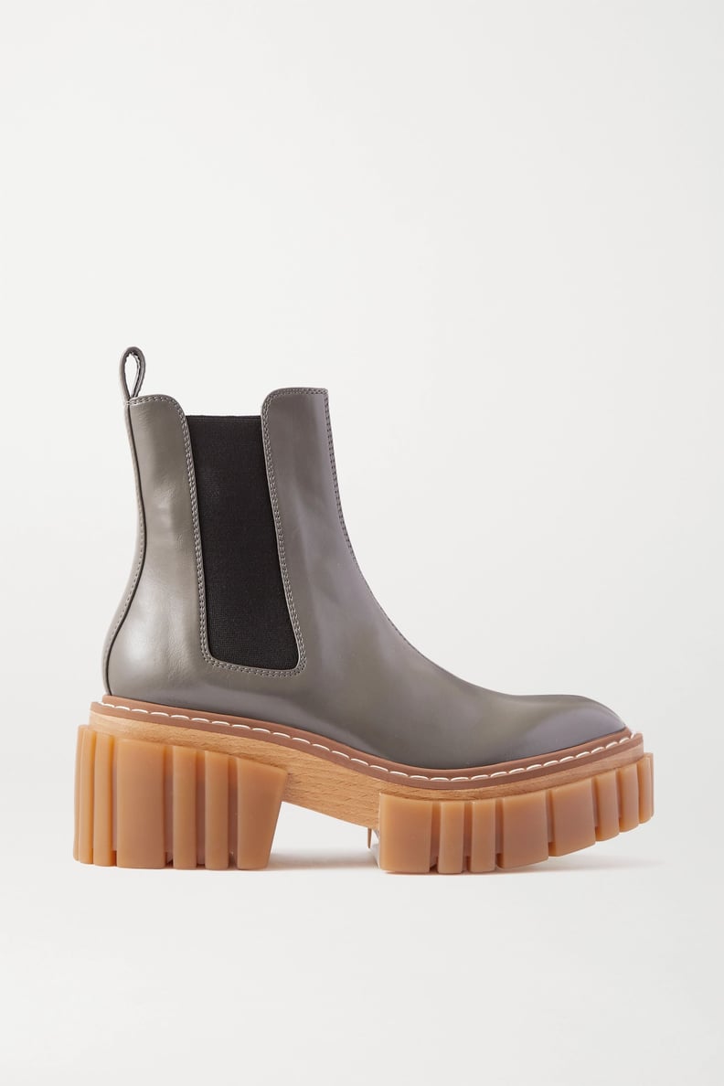Stella McCartney Gray Emilie vegetarian leather platform Chelsea boots