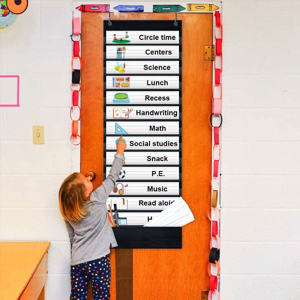 Kruideey Daily Schedule Pocket Chart Homeschooling Supplies For 