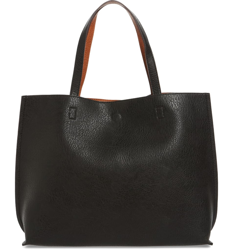 Street Level Reversible Faux Leather Tote & Wristlet