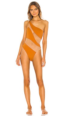 Norma Kamali Snake Mesh Mio One Piece in Bronze