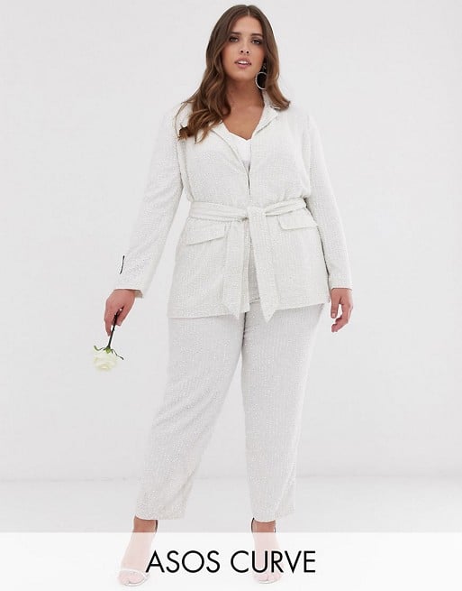 ASOS EDITION Curve Embellished Suit in White