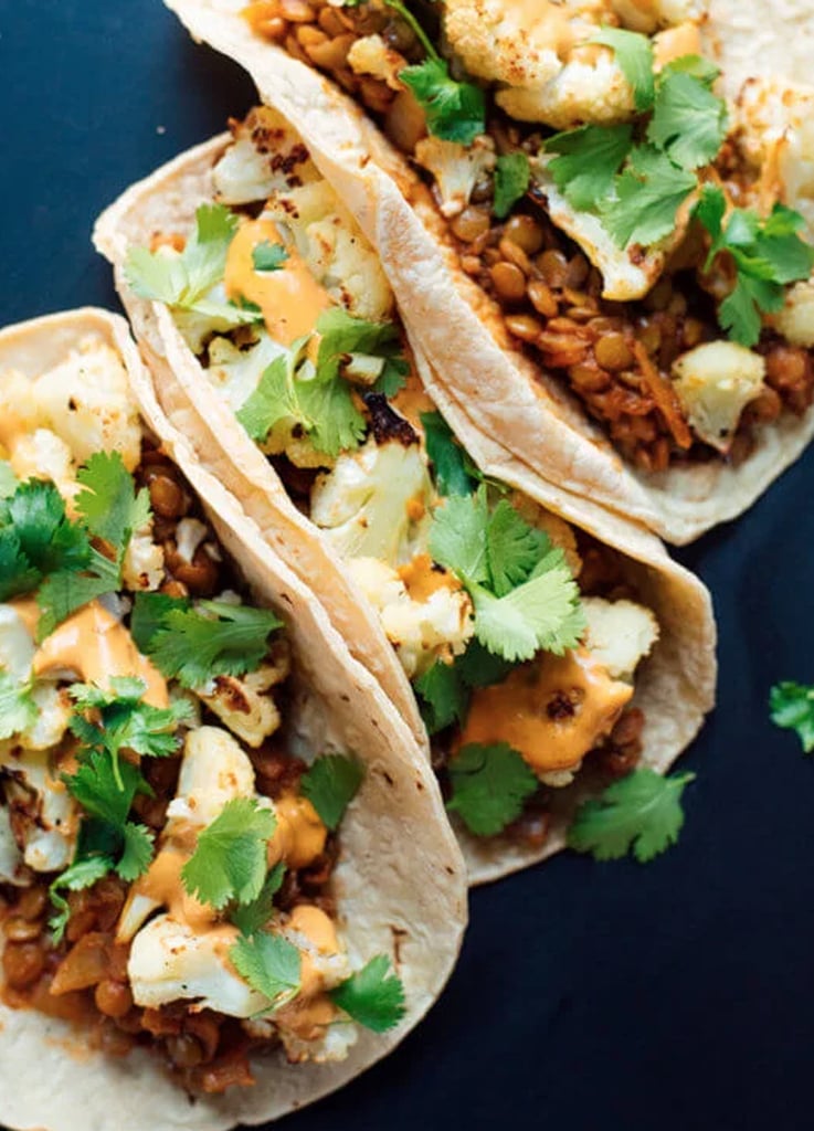 Easy Vegetarian Recipe: Roasted Cauliflower and Lentil Tacos With Creamy Chipotle Sauce