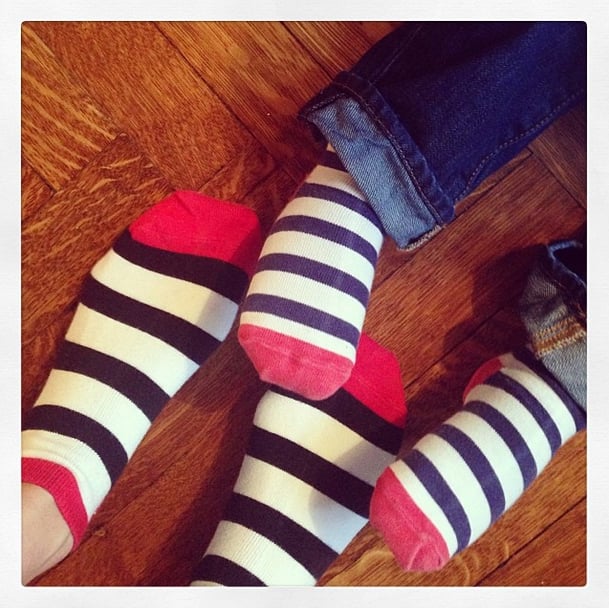 Miranda Kerr showed off her matching Valentine's Day socks with her son, Flynn.
Source: Instagram user mirandakerr