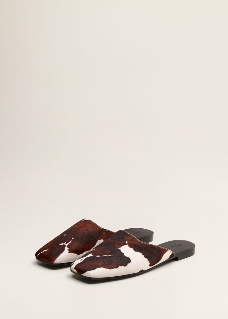 Mango Cow leather mules