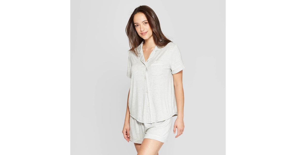 Women's Beautifully Soft Short Sleeve Notch Collar Top and Shorts Pajama Set  