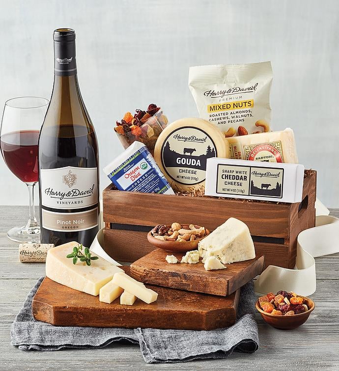 For the Charcuterie-Board Enthusiast: Harry and David Gourmet Cheese Gift With Wine