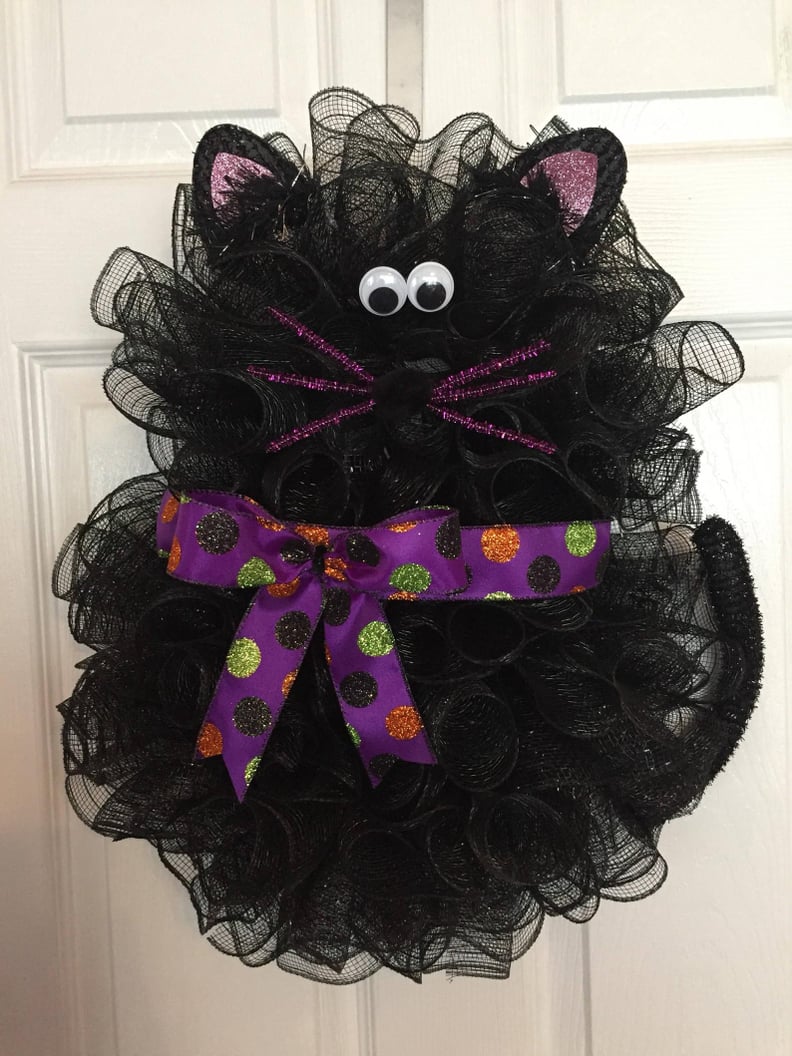 Halloween Deco Mesh Cat Wreath