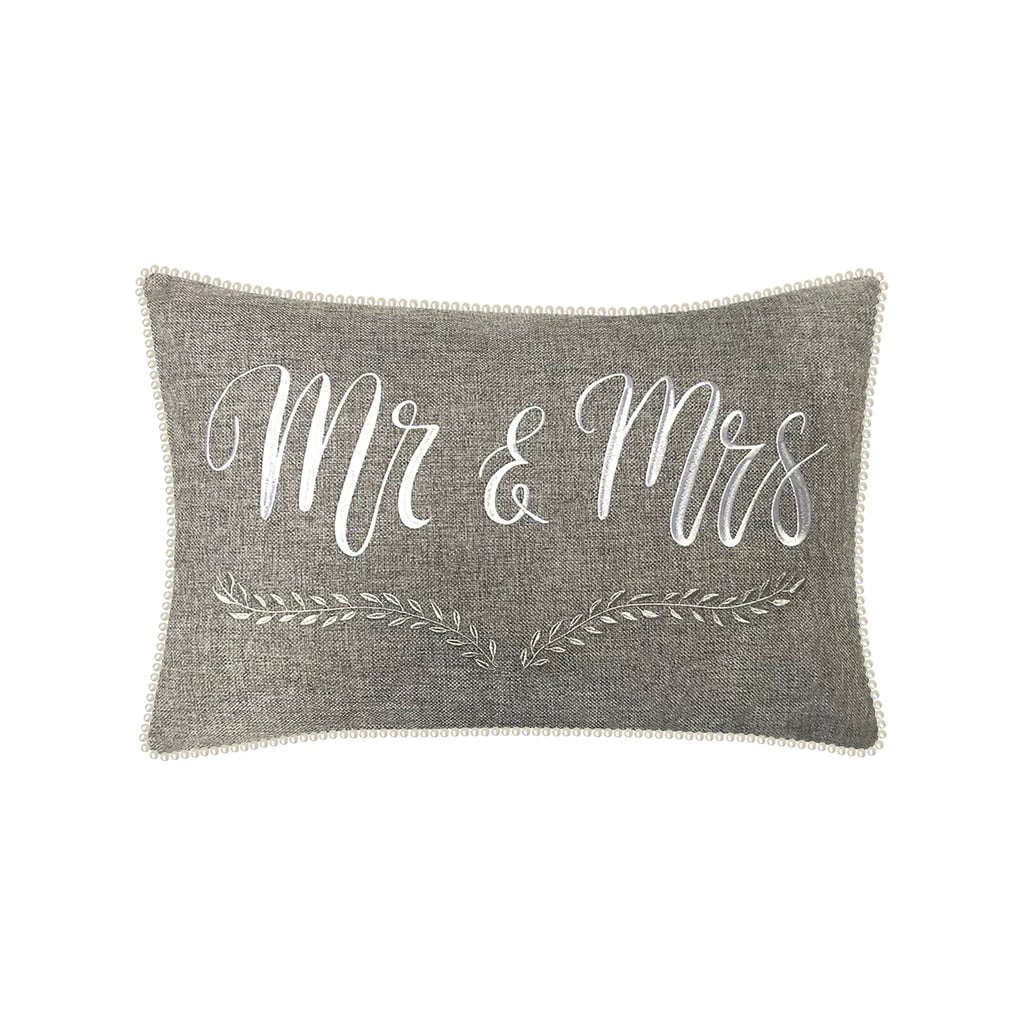 "Mr & Mrs" With Pearl Trim Lumbar Throw Pillow