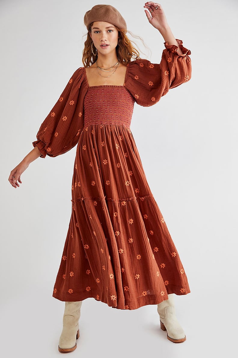 An Autumnal Must Have: Free People Dahlia Embroidered Maxi Dress