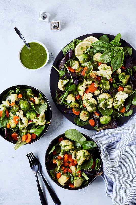 Salad With Steam-Fried Veggies