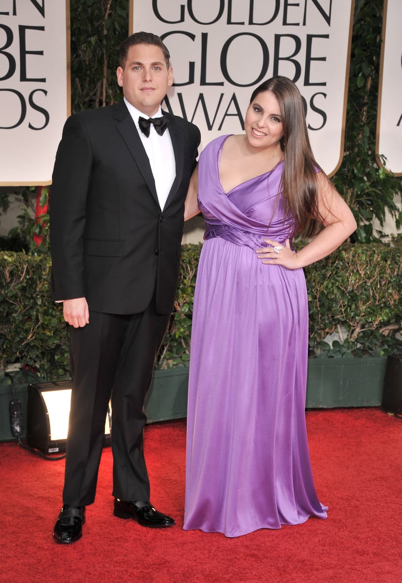 Jonah Hill and Beanie Feldstein at the 69th Annual Golden Globes in 2012