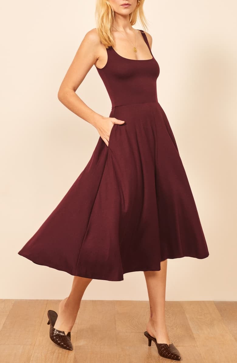 Reformation Rou Midi Fit & Flare Dress