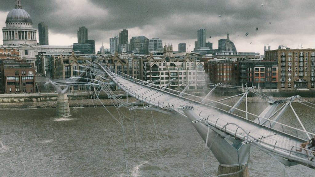 Here's the bridge meeting its disastrous fate at the hand of the Death Eaters in Harry Potter and the Half-Blood Prince.