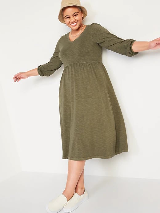 Old Navy Long-Sleeve Fit and Flare Slub-Knit Midi Dress