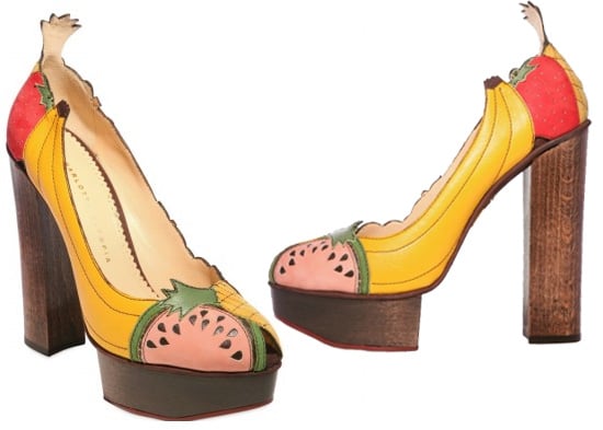 Charlotte Olympia Designs Fruit Covered Platform Heels