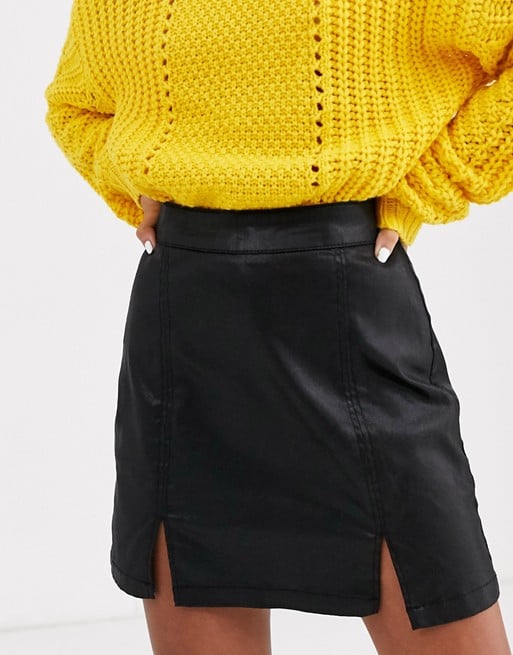 ASOS Design Petite Denim Coated Mini Skirt