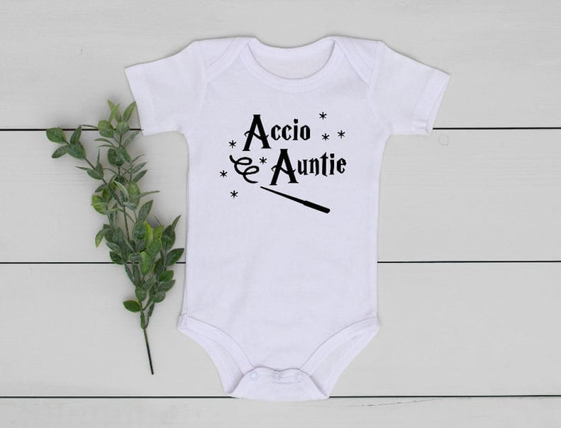 Accio Auntie Harry Potter-Inspired Baby Onesie