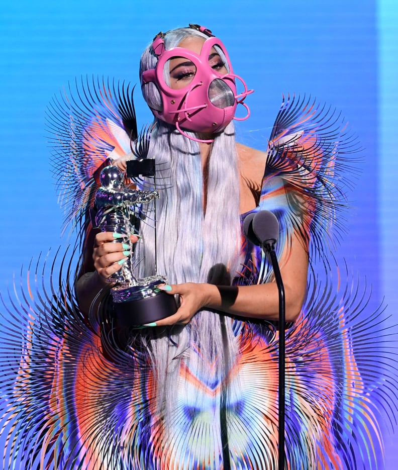 Lady Gaga Wearing an Iris van Herpen Dress and a Cecilio Castrillo Mask at the 2020 MTV VMAs