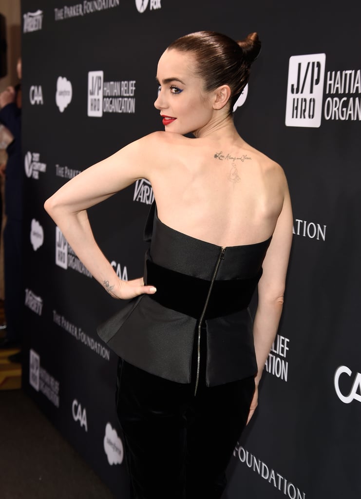 Lily Collins's "Love Always and Forever" Back Tattoo