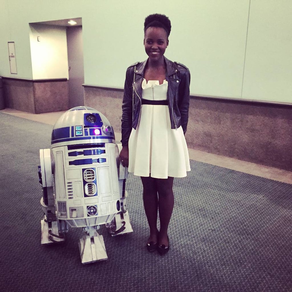 "Me and my favorite droid #R2D2 @starwars press day. Here we go. #TheForceAwakens #catchingupwitholdfriends."