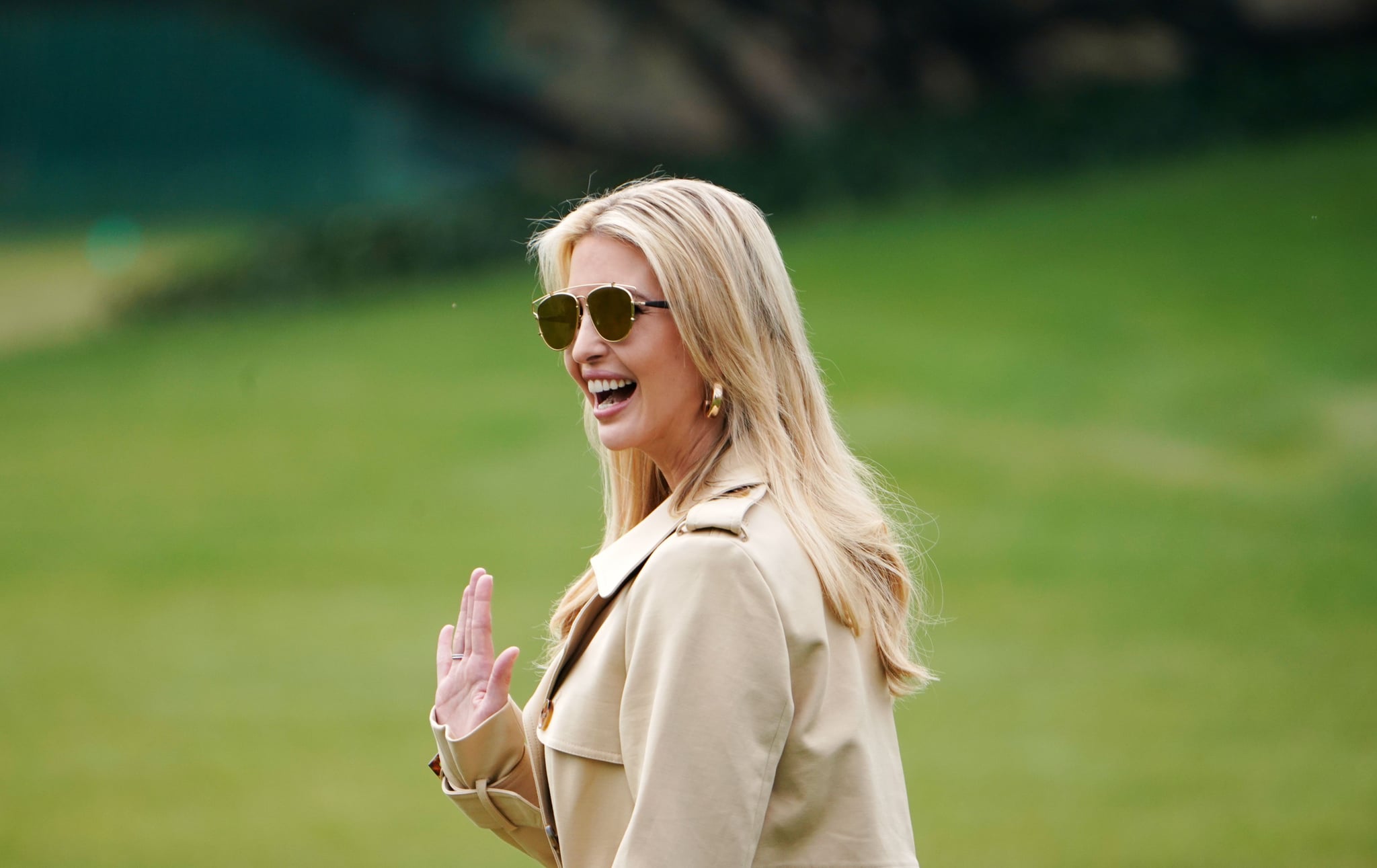 Ivanka Trump, advisor to US President Donald Trump, waves as she makes her way to board Marine One on the South Lawn before departing from the White House on March 29, 2018. Ivanka Trump is traveling with US President Donald Trump who will be visiting Ohio to speak on infrastructure development before heading to Palm Beach, Florida.  / AFP PHOTO / Mandel NGAN        (Photo credit should read MANDEL NGAN/AFP/Getty Images)