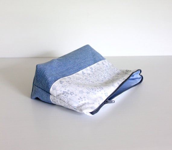 recycled jeans and cotton canvas makeup bags